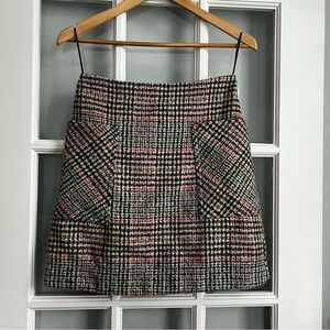 Anthropologie Plaid Mini Skirt - Black, Pink, Cream